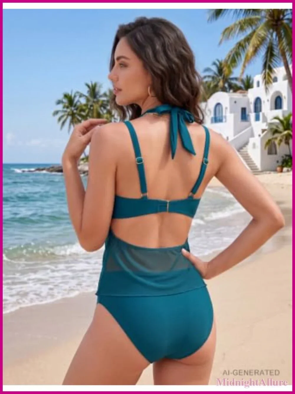 Nylon Spandex Mesh Bikini Set with U-Wire, Removable Padding, 3 Piece Swimsuits